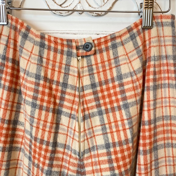 Vintage Pendleton Wool Plaid Pants Lined Size Small Peach Cream Orange Blue 70s - Picture 2 of 11
